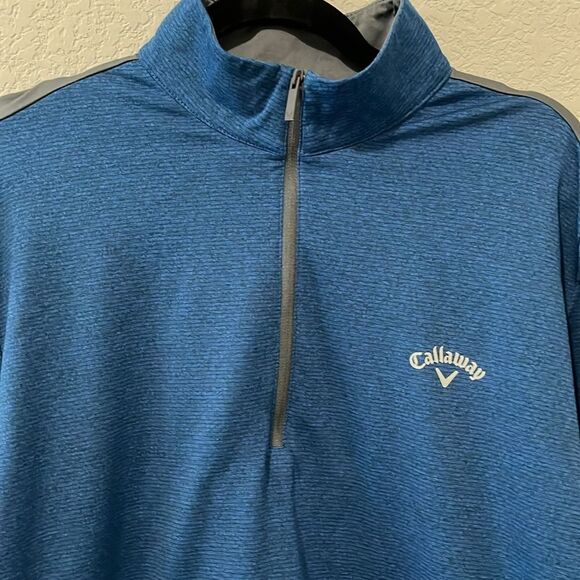 CALLAWAY Men's Long Sleeve Blue/Grey Fineline 1/4 Zip Jacket, Size M - Picture 6 of 12